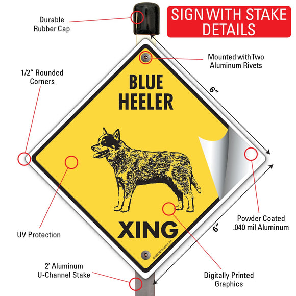 Blue Heeler Xing (Crossing) Dog Signs or Sticker