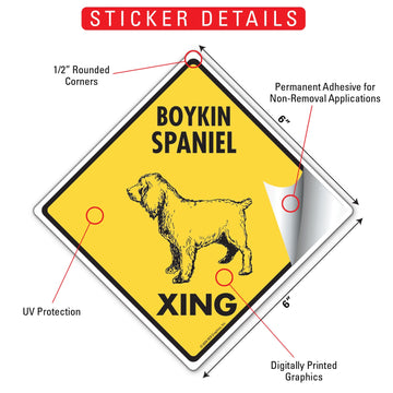 Boykin Spaniel Xing (Crossing) Dog Signs or Sticker - 0