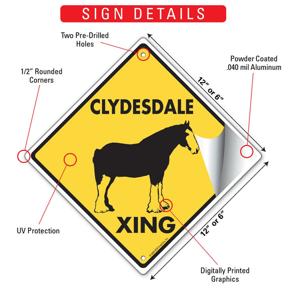 Clydesdale Xing (Crossing) Horse Signs or Sticker