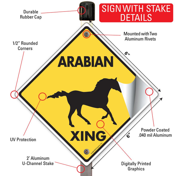 Arabian Xing (Crossing) Horse Signs or Sticker