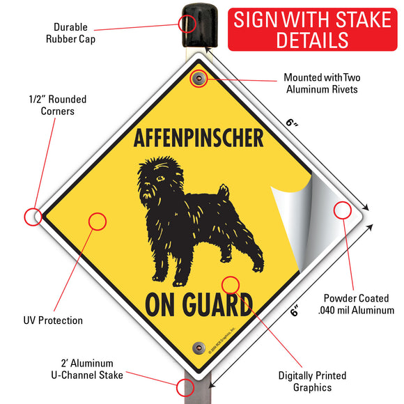 Affenpinscher On Guard Signs or Sticker