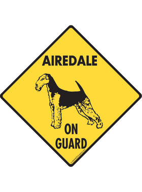 Airedale Terrier On Guard Sign or Sticker