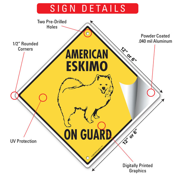 American Eskimo On Guard Dog Signs or Sticker