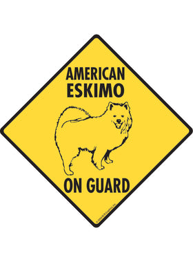 American Eskimo On Guard Sign or Sticker