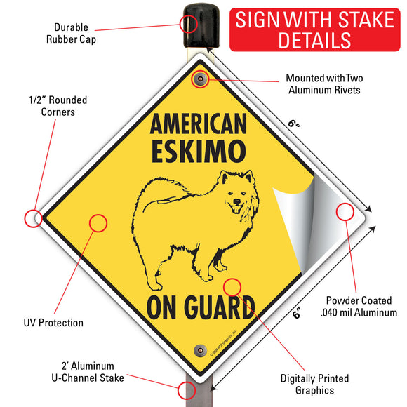 American Eskimo On Guard Dog Signs or Sticker