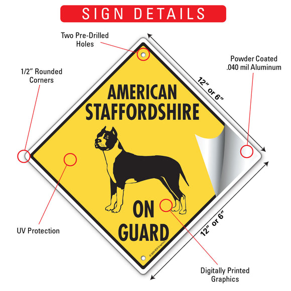 American Staffordshire Terrier On Guard Signs or Sticker
