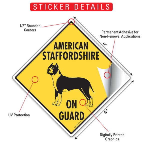 American Staffordshire Terrier On Guard Signs or Sticker