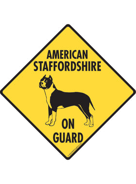 American Staffordshire Terrier On Guard Sign or Sticker