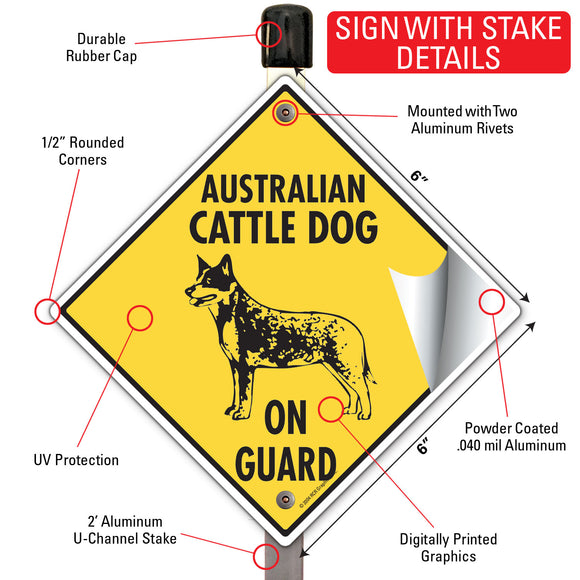 Australian Cattle Dog On Guard Signs or Sticker