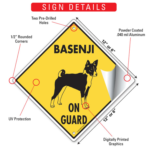 Basenji On Guard Dog Signs or Sticker