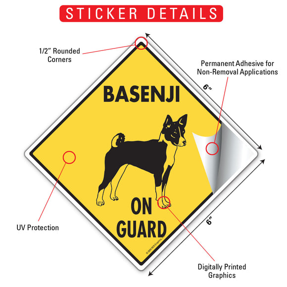 Basenji On Guard Dog Signs or Sticker