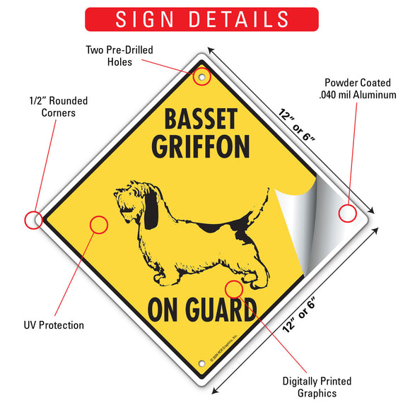Basset Griffon On Guard Dog Signs or Sticker