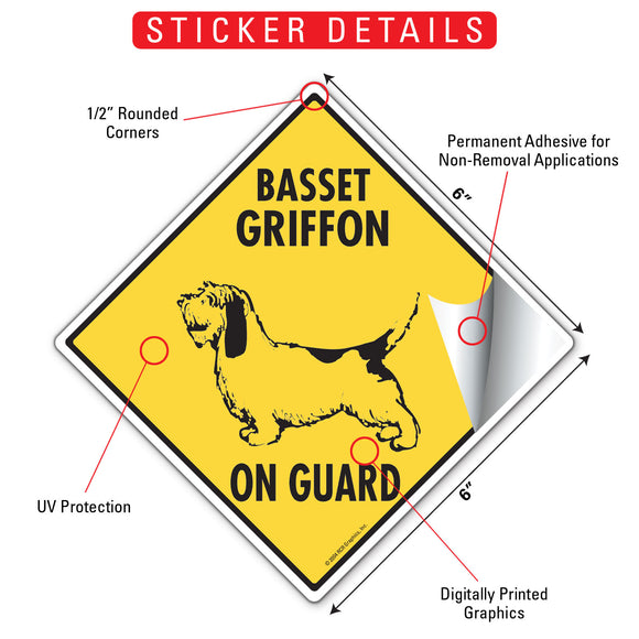 Basset Griffon On Guard Dog Signs or Sticker