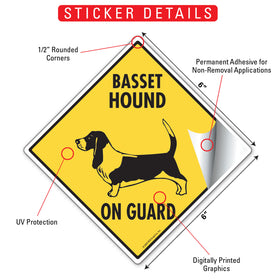 Basset Hound On Guard Dog Signs or Sticker - 0