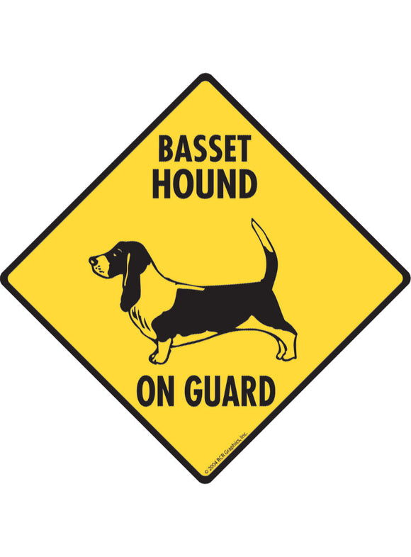 Basset Hound On Guard Sign or Sticker