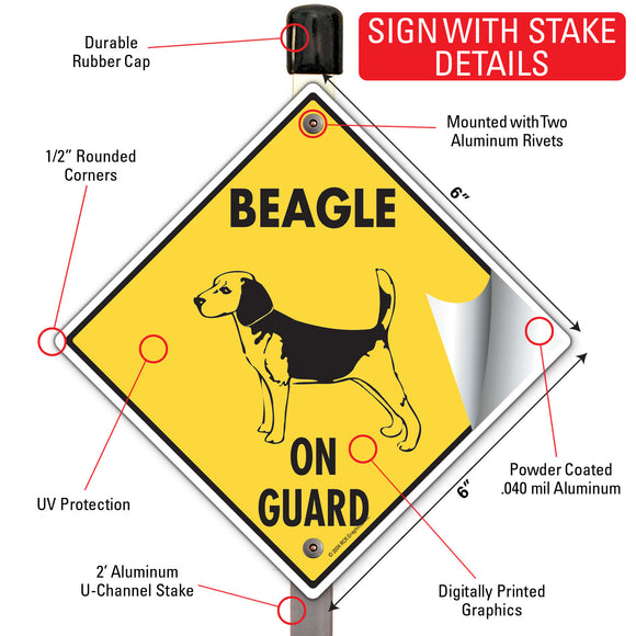 Beagle On Guard Dog Signs or Sticker
