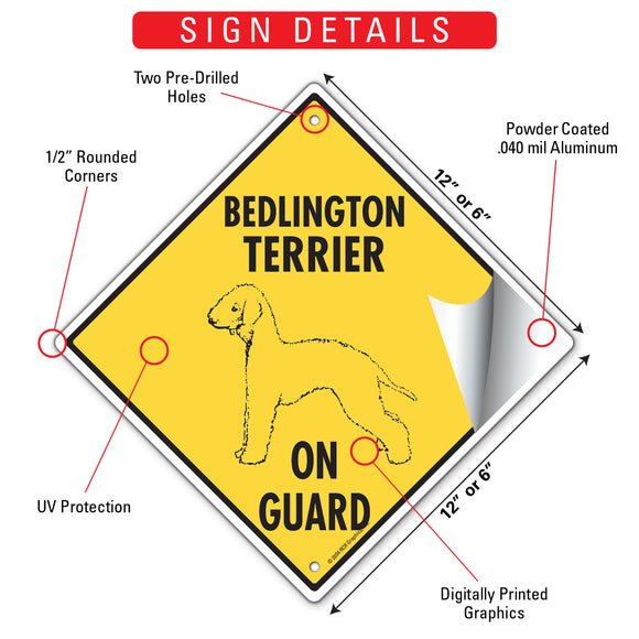 Bedlington Terrier On Guard Dog Signs or Sticker