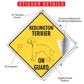 Bedlington Terrier On Guard Dog Signs or Sticker - 0