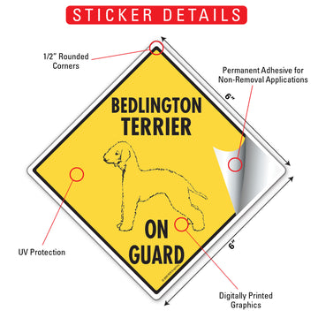 Bedlington Terrier On Guard Dog Signs or Sticker - 0