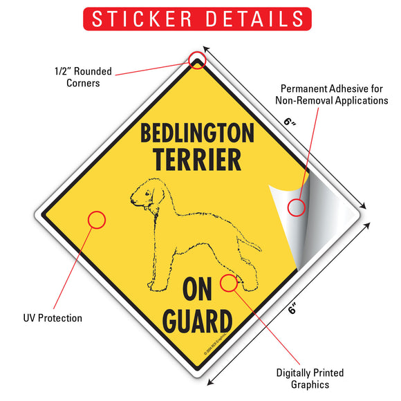 Bedlington Terrier On Guard Dog Signs or Sticker