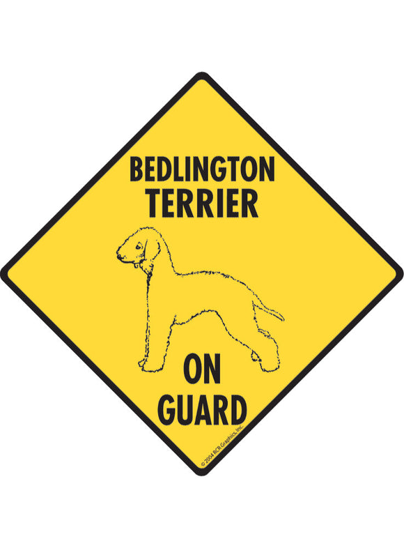 Bedlington Terrier On Guard Sign or Sticker