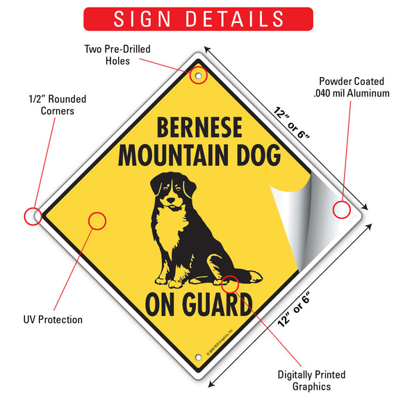 Bernese Mountain Dog On Guard Signs or Sticker