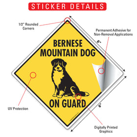 Bernese Mountain Dog On Guard Signs or Sticker - 0