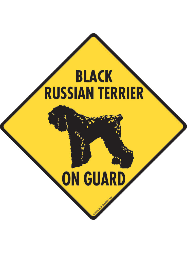 Black Russian Terrier On Guard Sign or Sticker