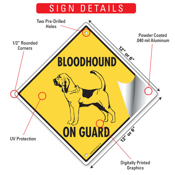 Bloodhound On Guard Dog Signs or Sticker