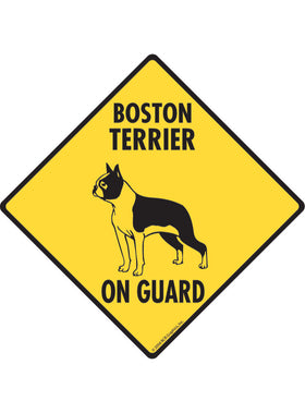 Boston Terrier On Guard Sign or Sticker
