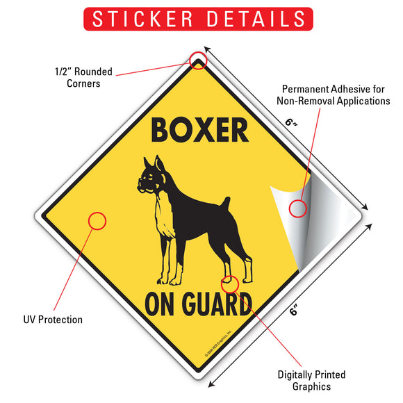 Boxer On Guard Dog Signs or Sticker