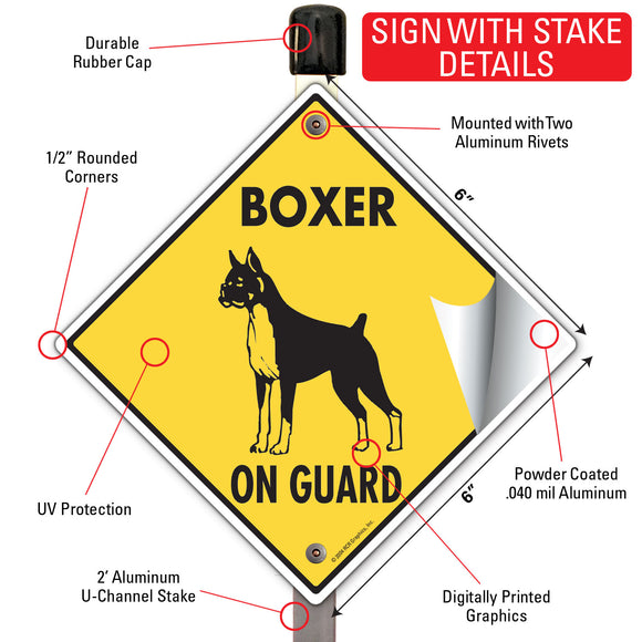 Boxer On Guard Dog Signs or Sticker