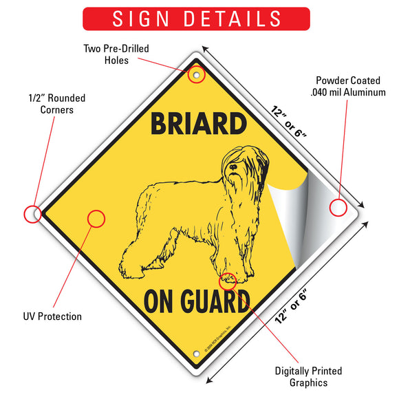 Briard On Guard Dog Signs or Sticker