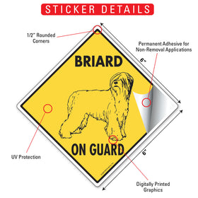 Briard On Guard Dog Signs or Sticker - 0