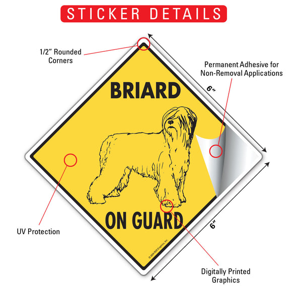 Briard On Guard Dog Signs or Sticker