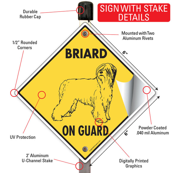 Briard On Guard Dog Signs or Sticker