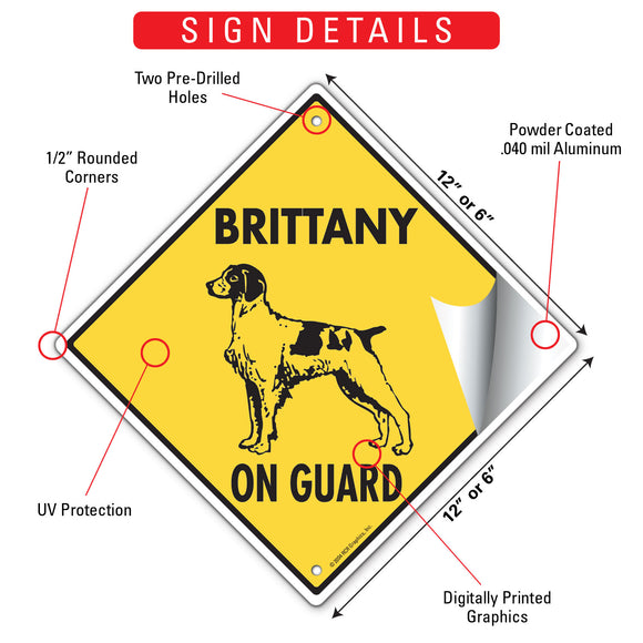 Brittany On Guard Dog Signs or Sticker