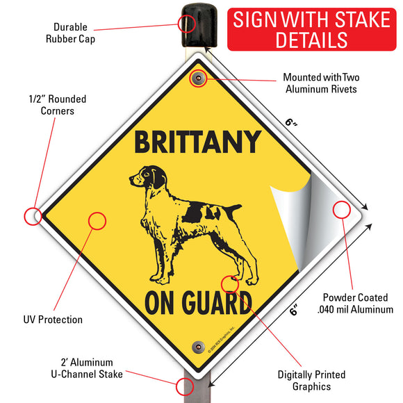 Brittany On Guard Dog Signs or Sticker