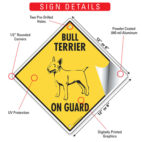 Bull Terrier On Guard Dog Signs or Sticker
