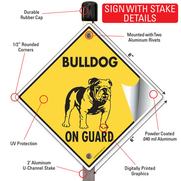 Bulldog On Guard Dog Signs or Sticker