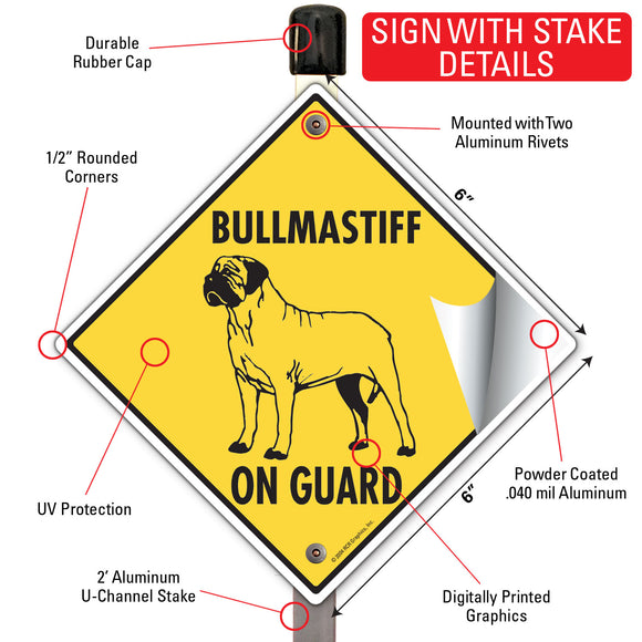 Bullmastiff On Guard Dog Signs or Sticker