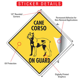 Cane Corso On Guard Dog Signs or Sticker - 0
