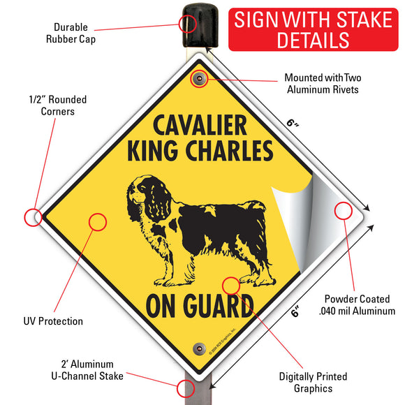 Cavalier King Charles On Guard Dog Signs or Sticker