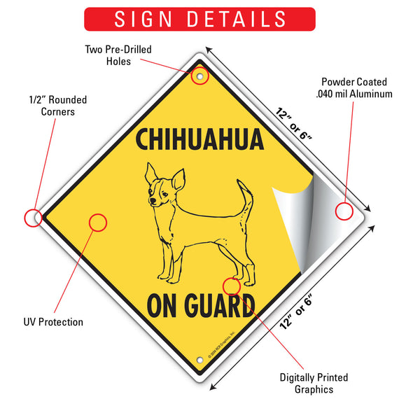 Chihuahua (Short Hair) On Guard Dog Signs or Sticker
