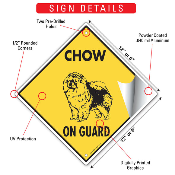 Chow On Guard Dog Signs or Sticker
