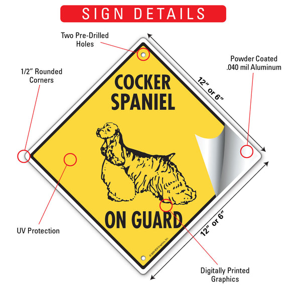 Cocker Spaniel On Guard Dog Signs or Sticker
