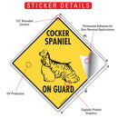 Cocker Spaniel On Guard Dog Signs or Sticker-2