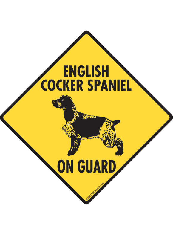 English Cocker Spaniel On Guard Sign or Sticker