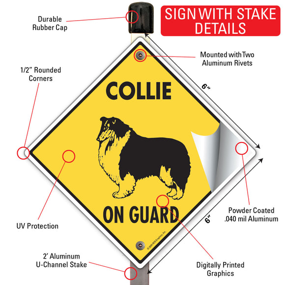 Collie On Guard Dog Signs or Sticker