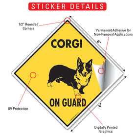 Corgi On Guard Dog Signs or Sticker - 0